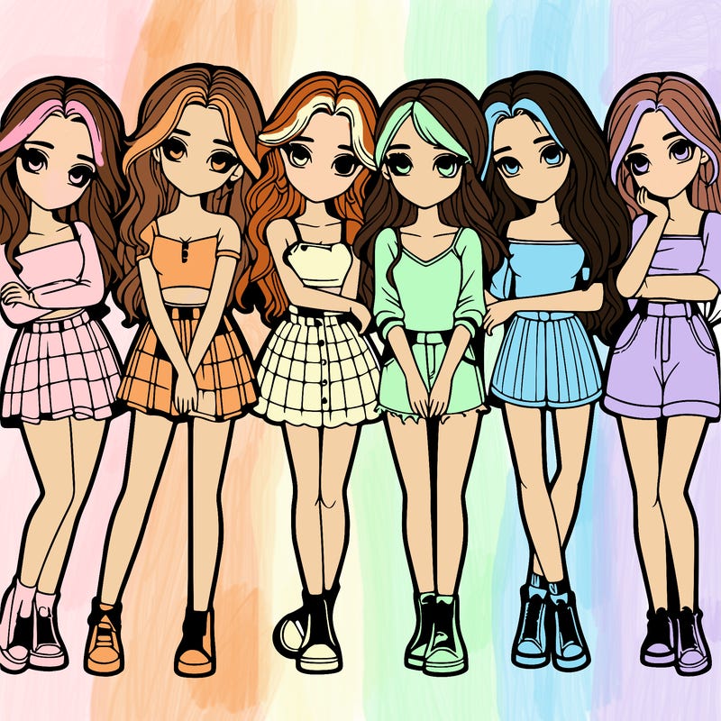 a group of girls realistic