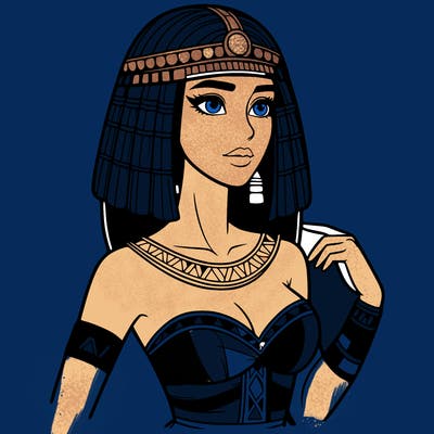 realistic woman wearing a cleopatra costume