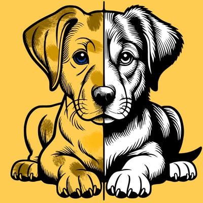 realistic dog split picture