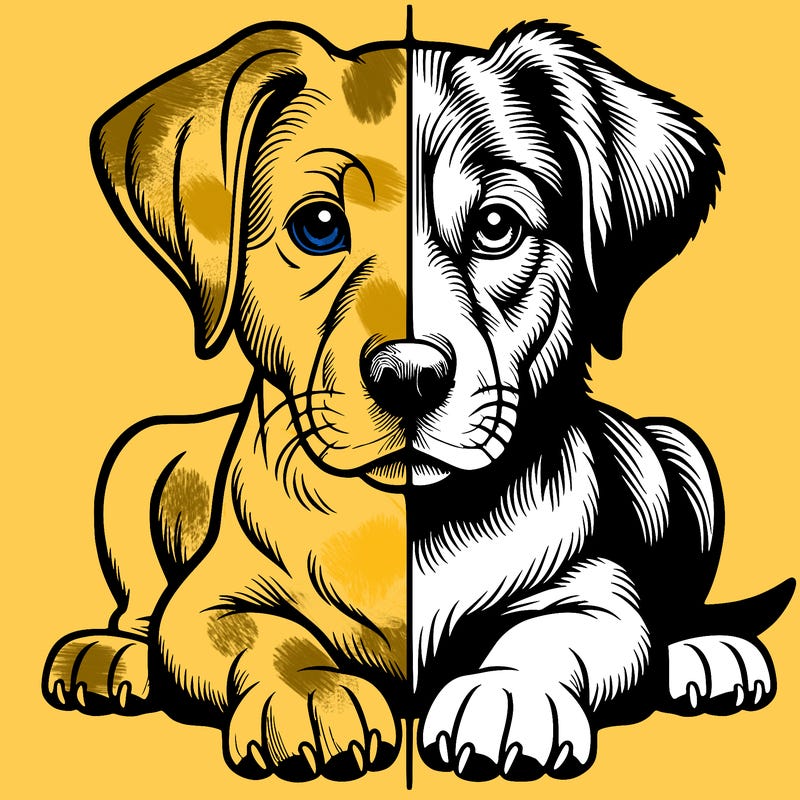 realistic dog split picture