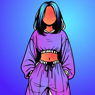 realistic girl faceless with baggy pants and a crop top