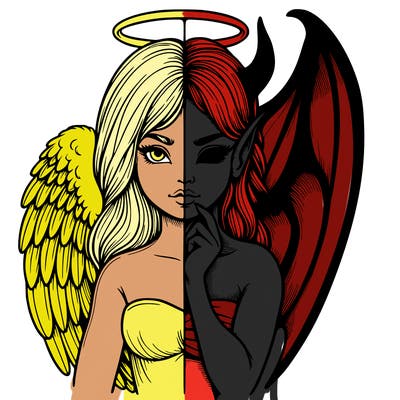 realistic angel half demon