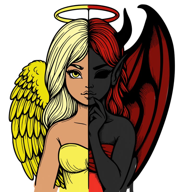 realistic angel half demon