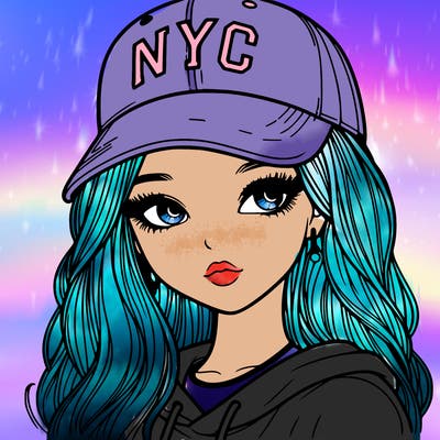 realistic girl wearing and nyc cap