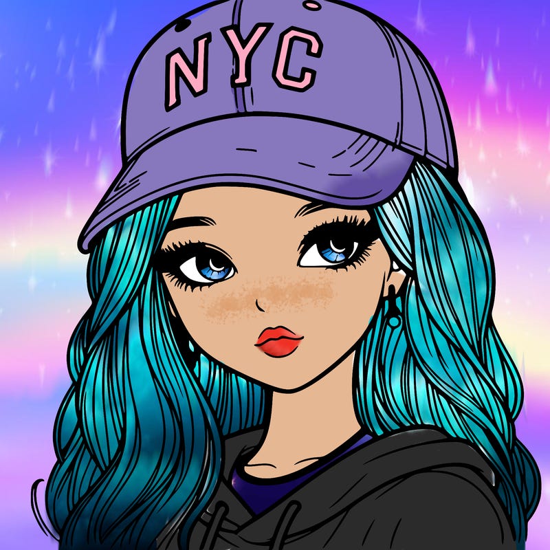 realistic girl wearing and nyc cap