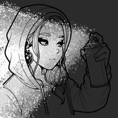 a realistic girl, spray painting