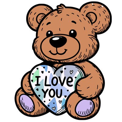 teddy bear holding an i love you heart