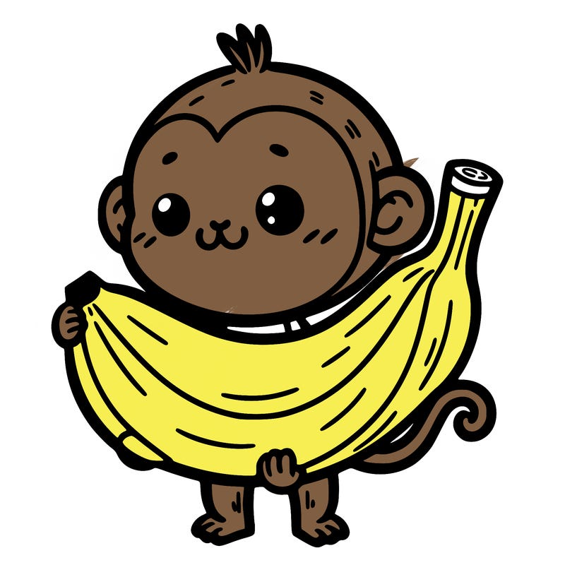 a banana holding a monkey