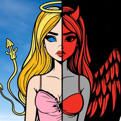 devil vs angel realistic girl