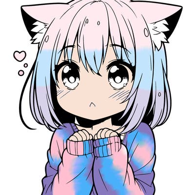 shy anime catgirl