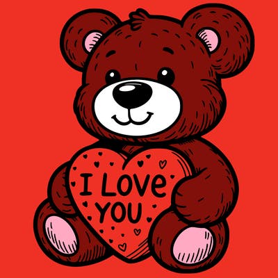 teddy bear holding an i love you heart