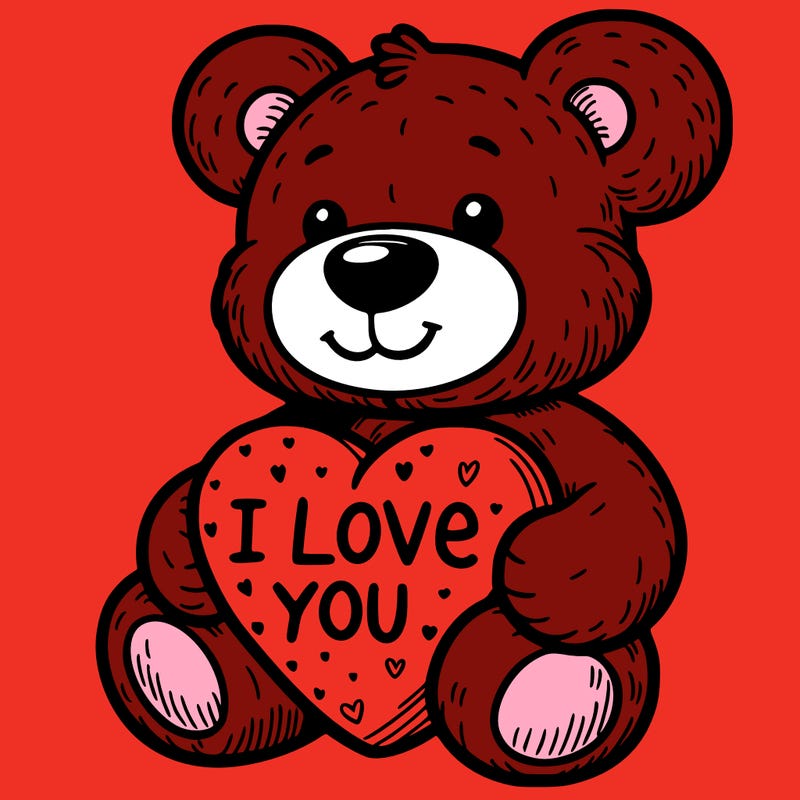teddy bear holding an i love you heart