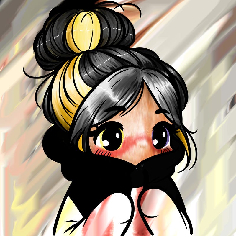 shy girl in big hoodie with messy bun