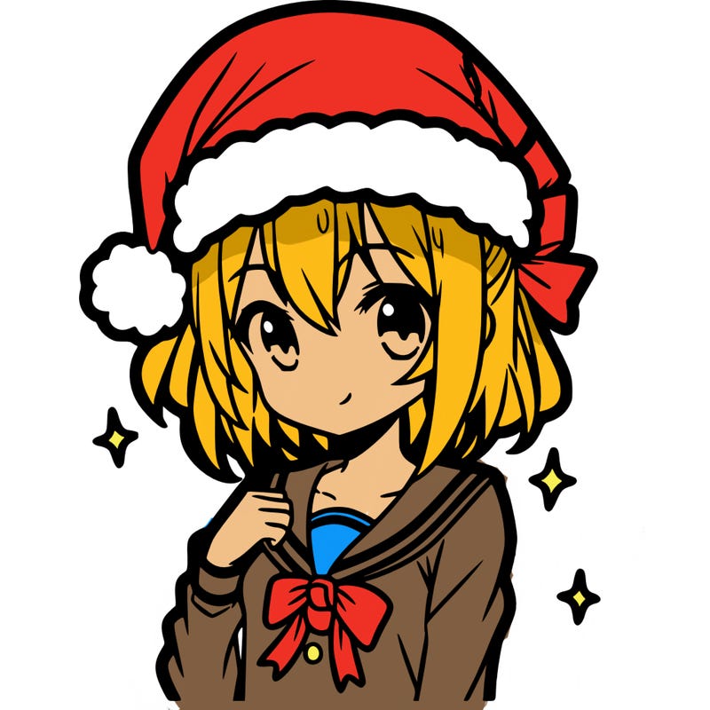 anime girl wearing a santa hat
