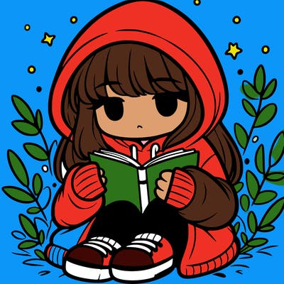 girl in oversized hoodie reading a book