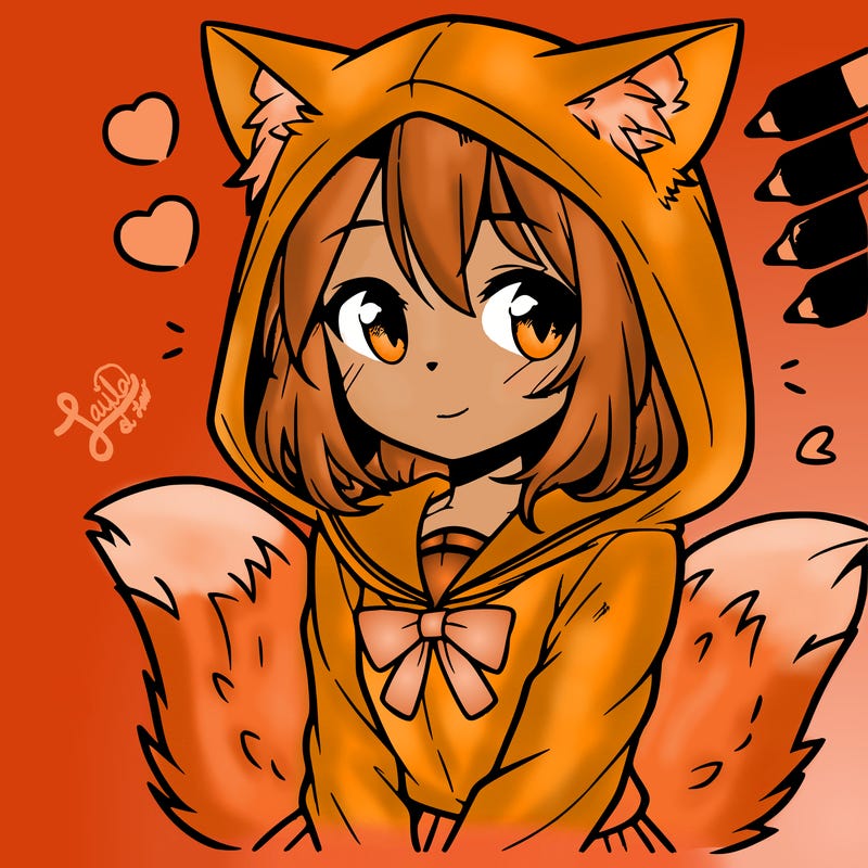 manga cat girl in hoodie