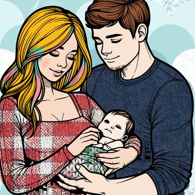 realistic baby with mommy and daddy