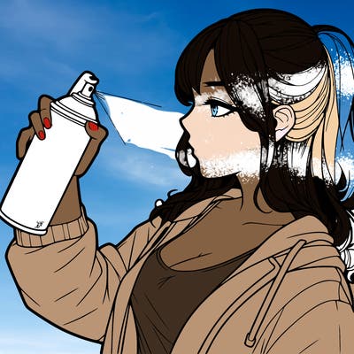 a realistic girl spray, painting