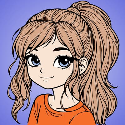 realistic girl with ponytail