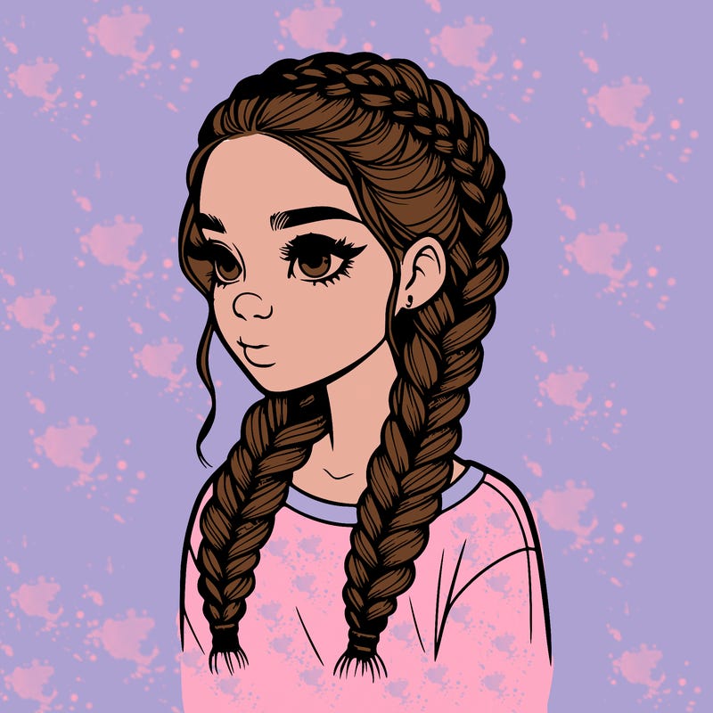 realistic girl with braids