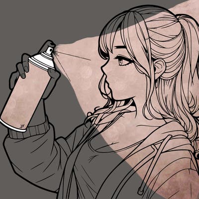 a realistic girl spray, painting