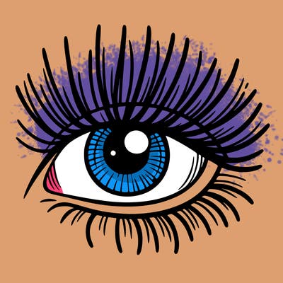 one eye with a lot of eyelashes