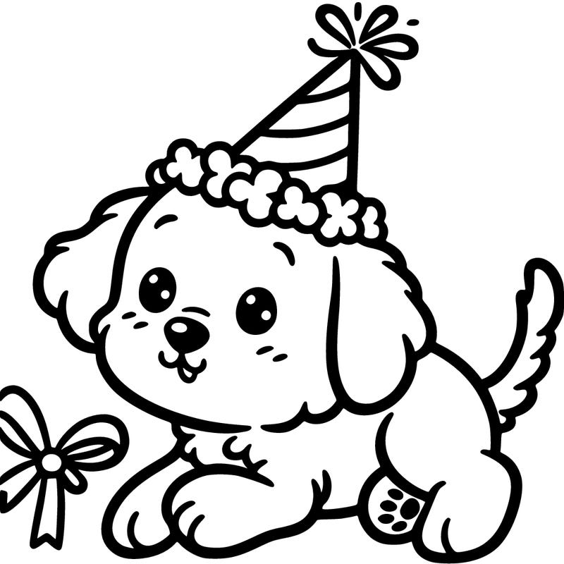 puppy with party hat