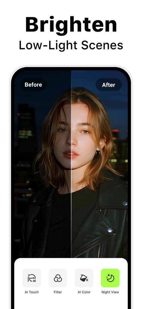 Video Enhancer - Utool - Vorher-Nachher-Vergleich der Aufhellung einer Szene bei schlechten Lichtverhältnissen mit Utool Video Enhancer