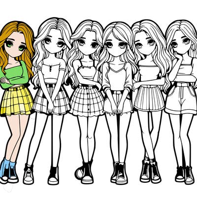 a group of girls realistic