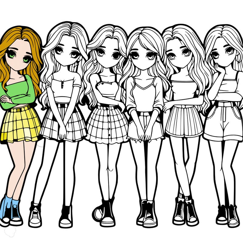 a group of girls realistic