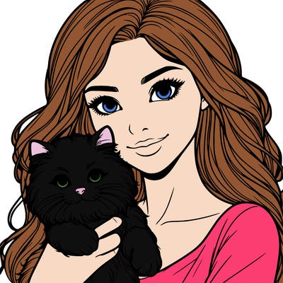 realistic woman holding a cat