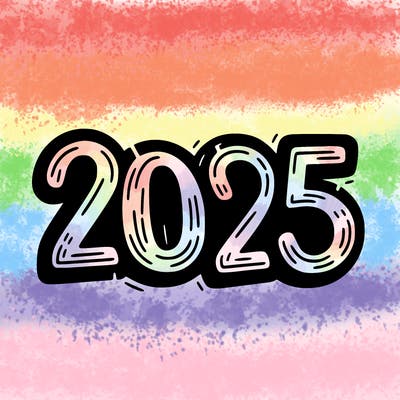 one line scrawled numbers sketch design “2025”