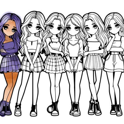 a group of girls realistic