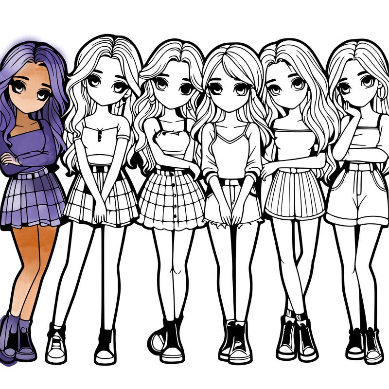 a group of girls realistic