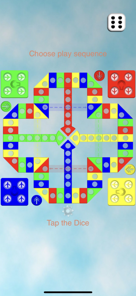 Modern Ludo - The initial game screen of Modern Ludo showing a colorful board and a dice roll instruction