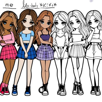 a group of girls realistic