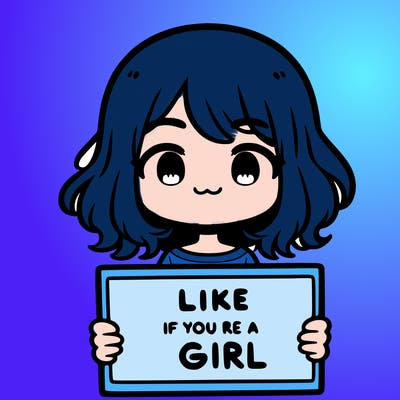 a cute girl holding a sign that says like if you’re a girl