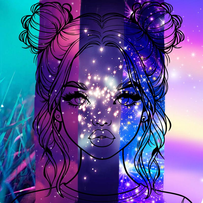 realistic girl with two buns in hair and lips