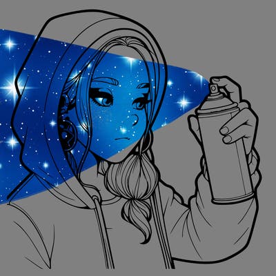 a realistic girl, spray painting