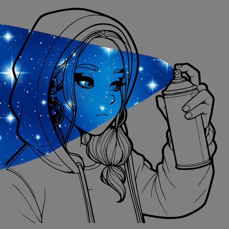 a realistic girl, spray painting
