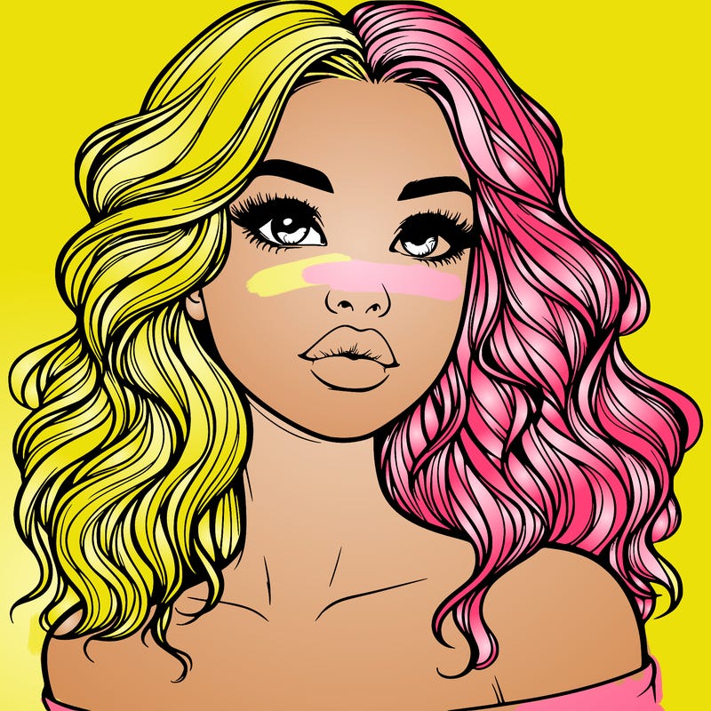 realistic girl with wavy hair and lips