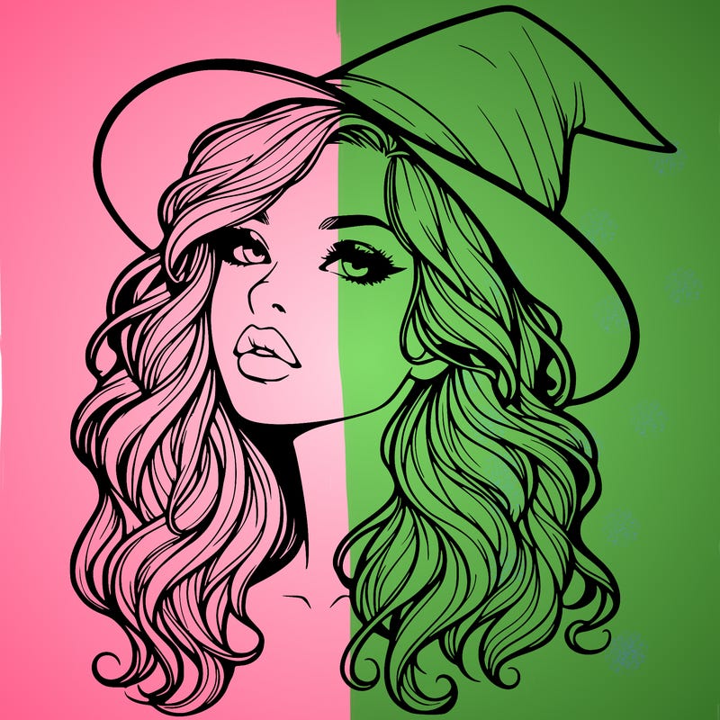 realistic witch girl with wavy hair and lips