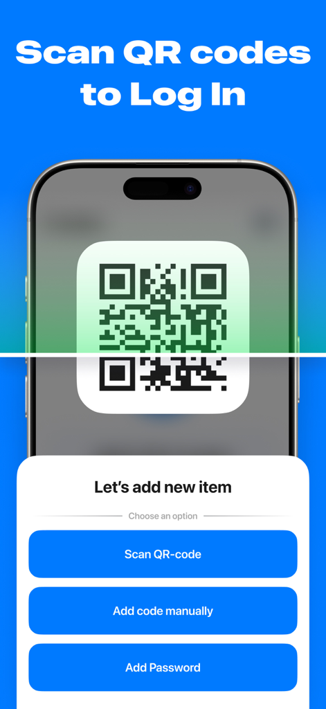 Authy Authenticator・2FA OTP - iPhone screen showing the Authy app scanning a QR code to add a new 2FA account