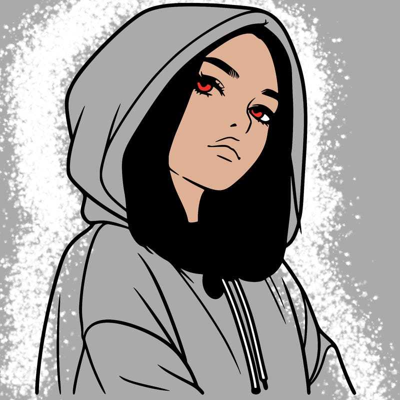 a realistic girl in a hoodie