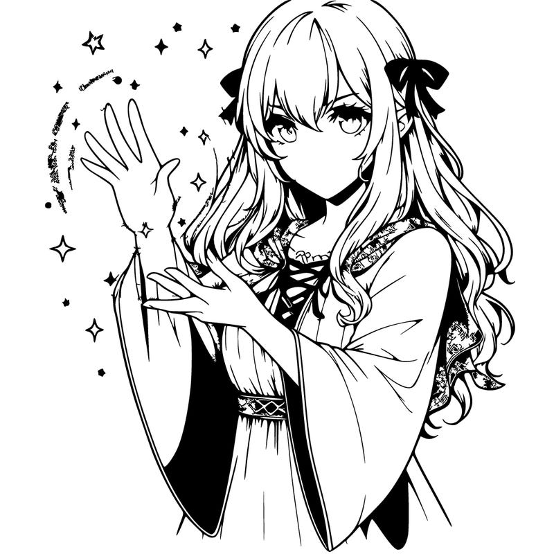 realistic manga girl arcane casting a spell