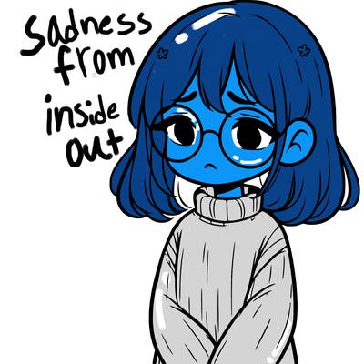 sad girl with glasses in a sweater