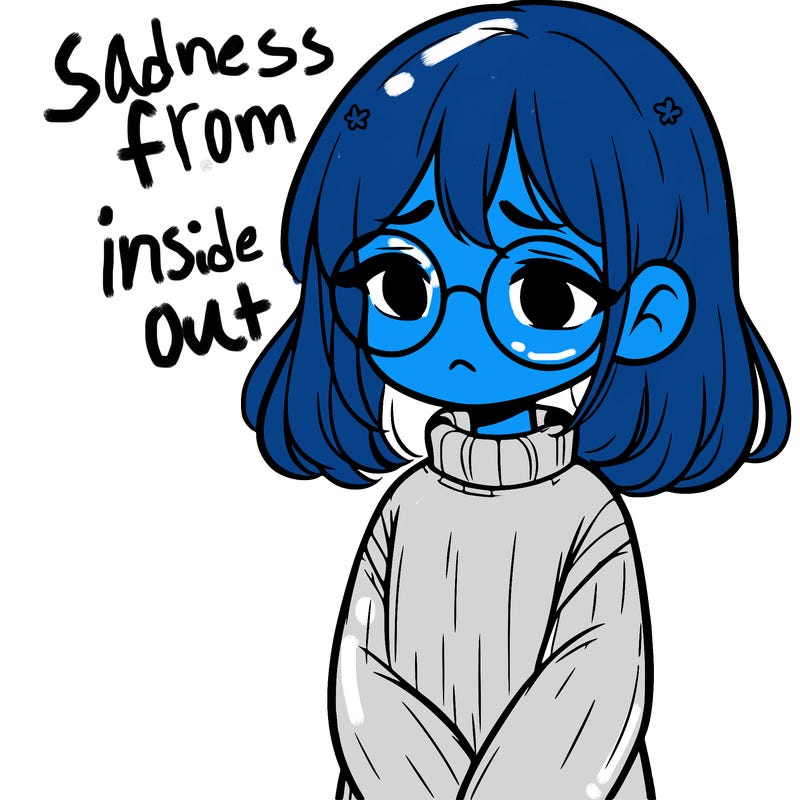 sad girl with glasses in a sweater