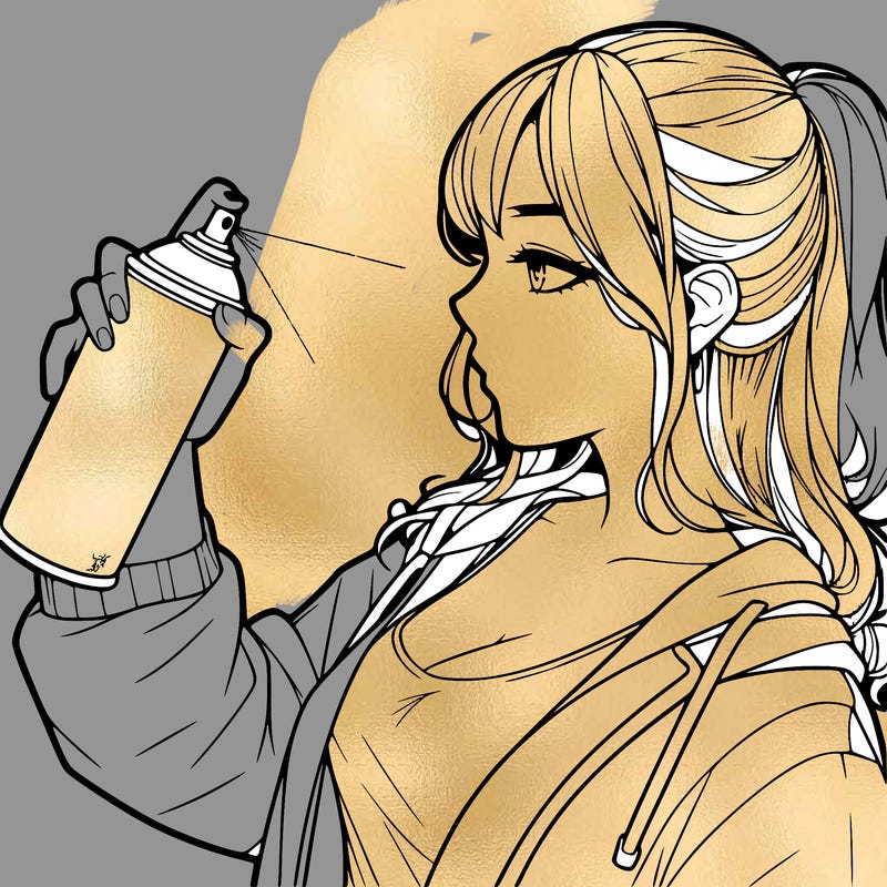 a realistic girl spray, painting