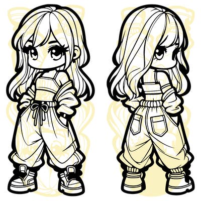 girl in crop top and baggy pants