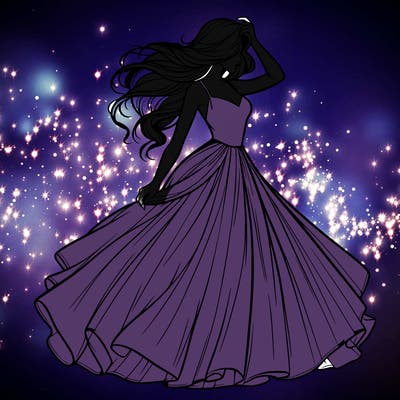 realistic woman with dress flowing in the wind